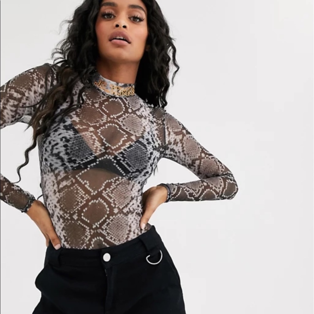 NWT Missguided High Neck Mesh Body Suit